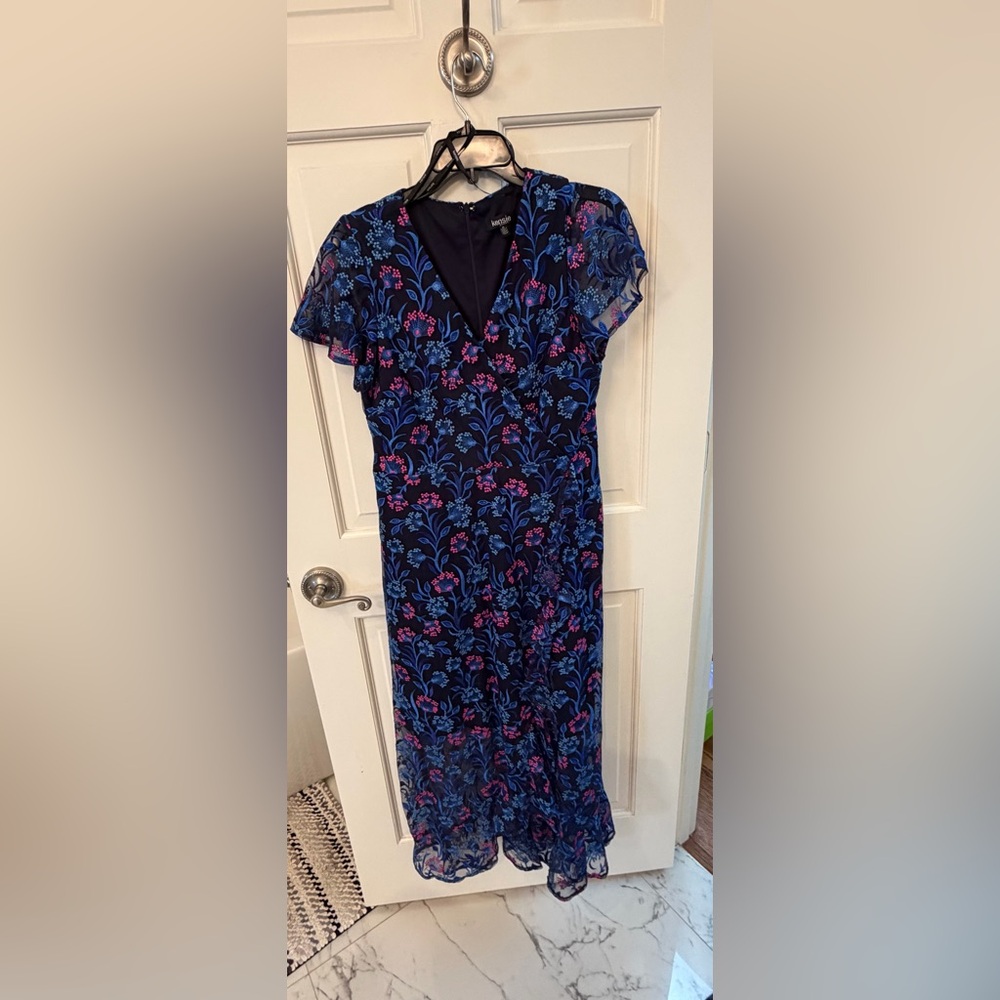 Floral Embroidery Kensie Navy Dress with Blue and Pink Embroidery - Picture 8 of 10